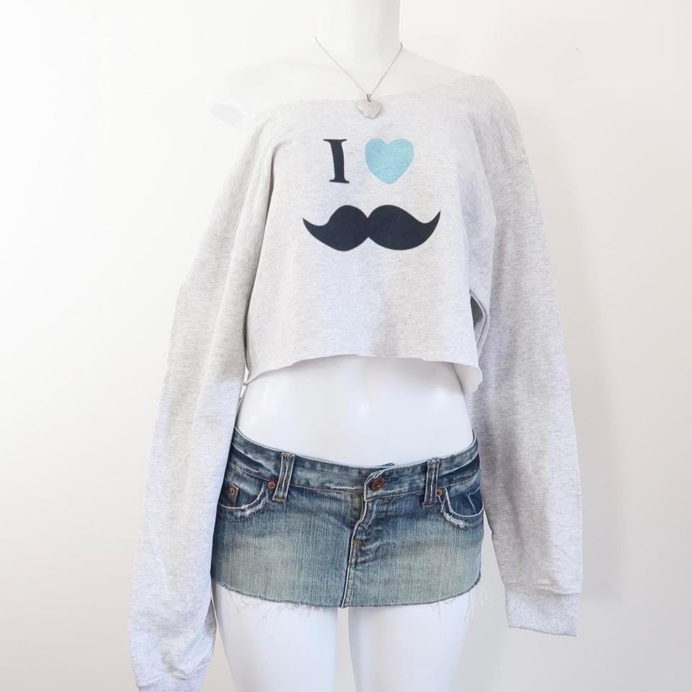i heart mustache off shoulder sweatshirt indie sleaze y2k tumblr